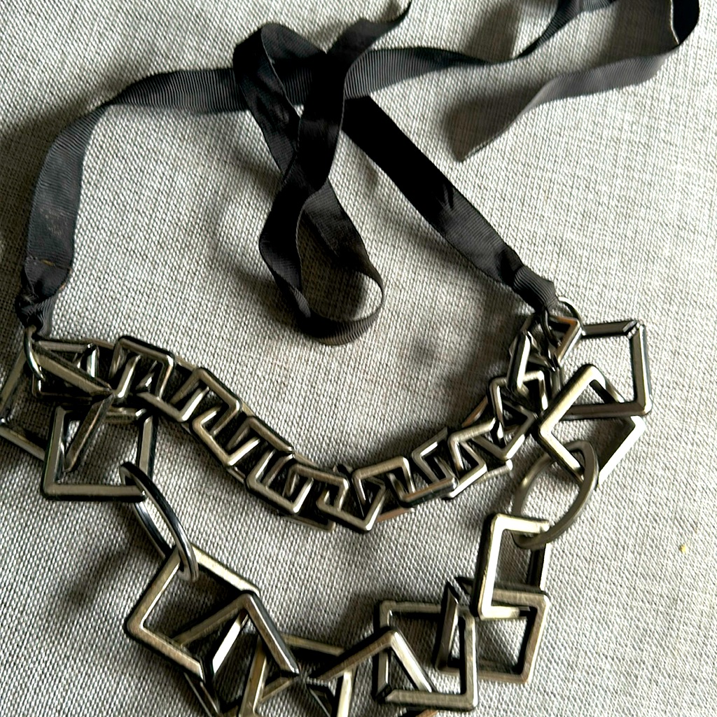 Black And Silver Tie Necklace